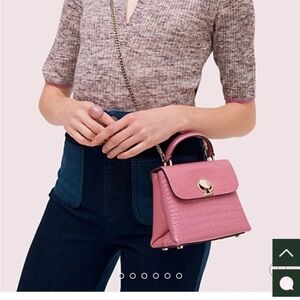 kate spade Pink Croc-Embossed Top Handle Crossbody
